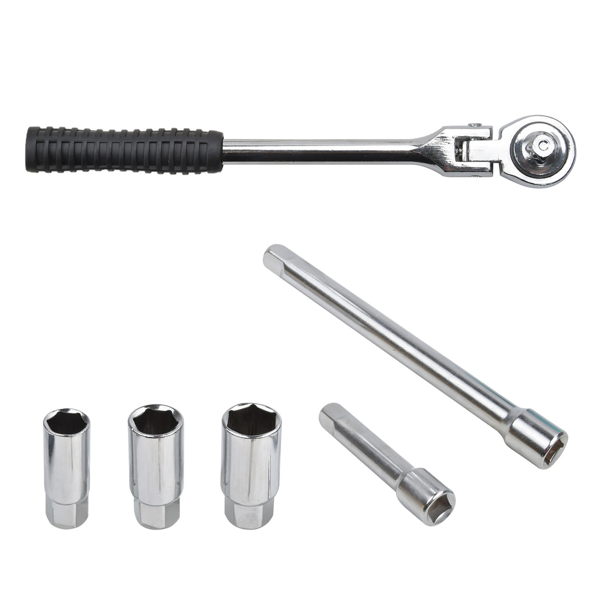 ZÜNDKERZENSCHLÜSSEL ZÜNDKERZEN-SET 16-18-21 mm 6-KANT 3/8 mit RATSCHE