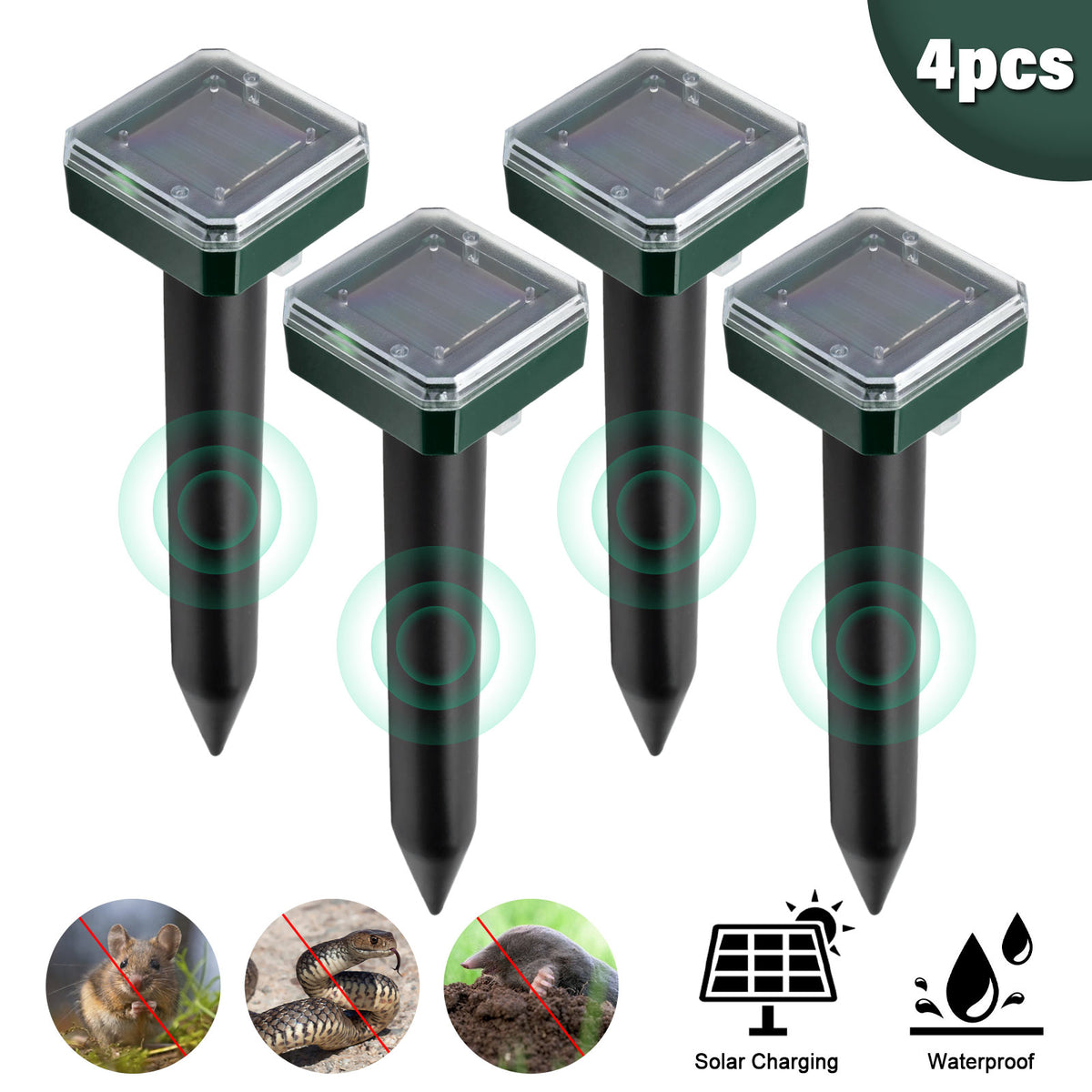 4 Stück Solar Maulwurfschreck Wühlmausschreck Maulwurf Maulwurffalle