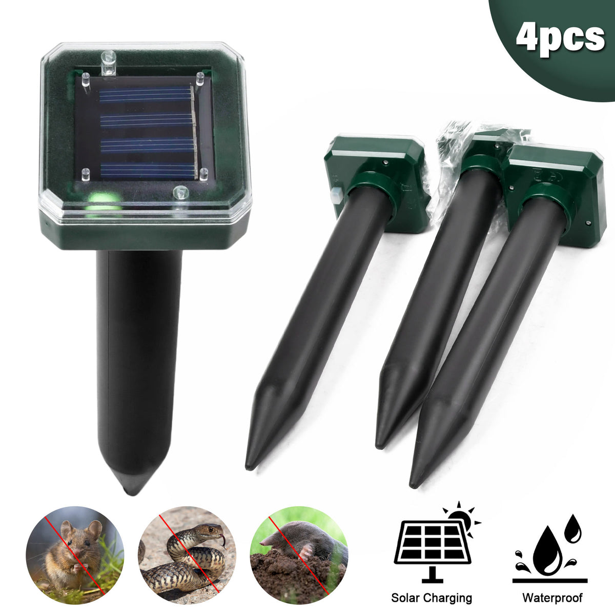 4 Stück Solar Maulwurfschreck Wühlmausschreck Maulwurf Maulwurffalle
