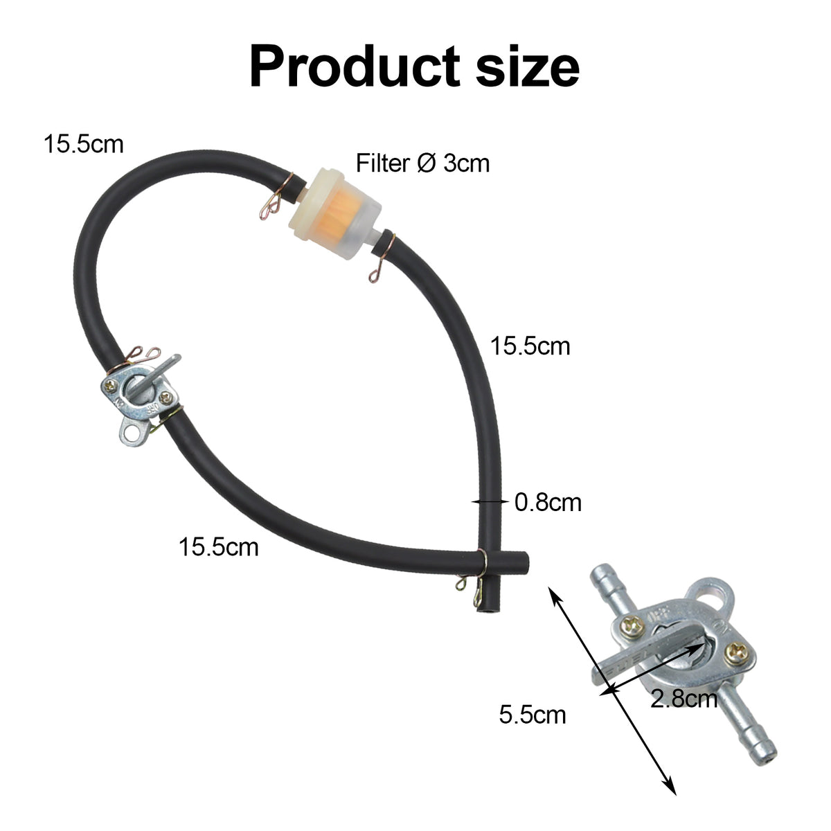 Benzinfilter mit Schlauch Kraftstoffhahn Filter Fuel Line Snap