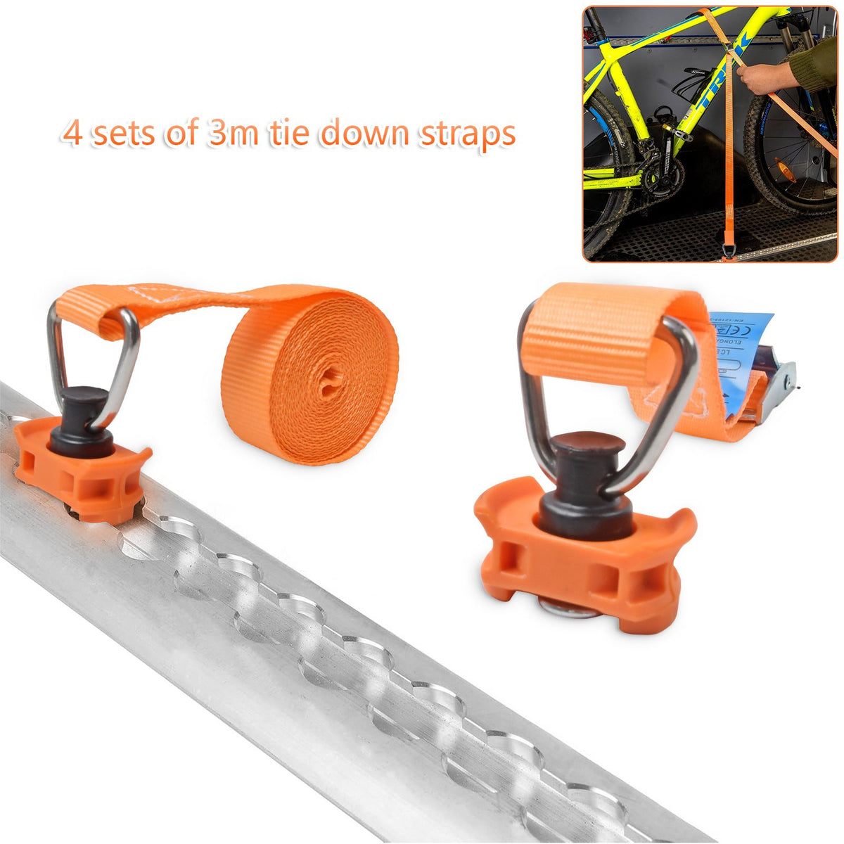 4 set Spanngurt mit Klemmschloss 250 daN 3 m Airlineschiene Zurrschiene