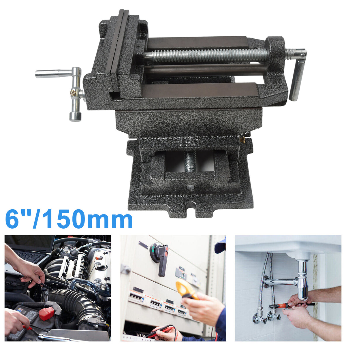 Maschinenschraubstock 2-Achsen 150mm Schraubstock Kreuztisch Frästisch