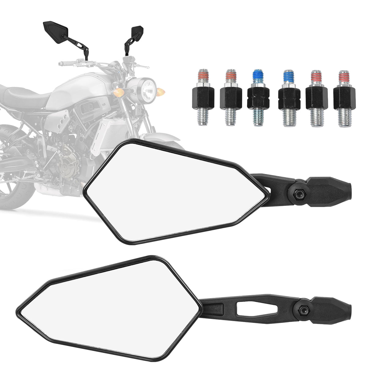 1 Paar Motorrad Spiegel universal M8 M10 für Roller Mofa Motorrad Quad
