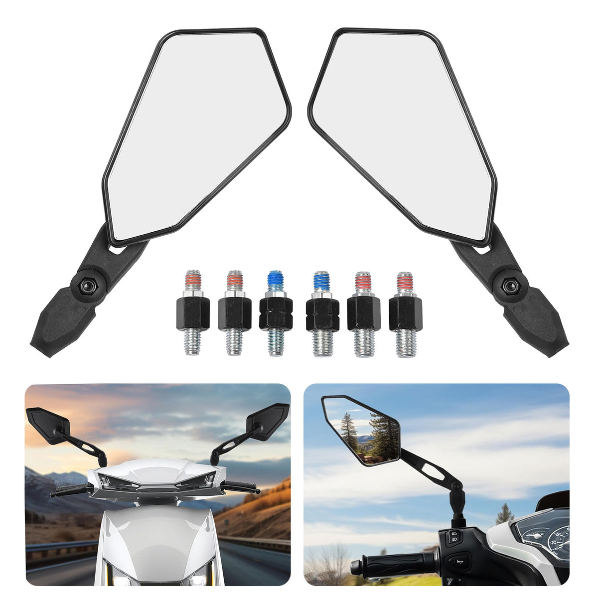 1 Paar Motorrad Spiegel universal M8 M10 für Roller Mofa Motorrad Quad