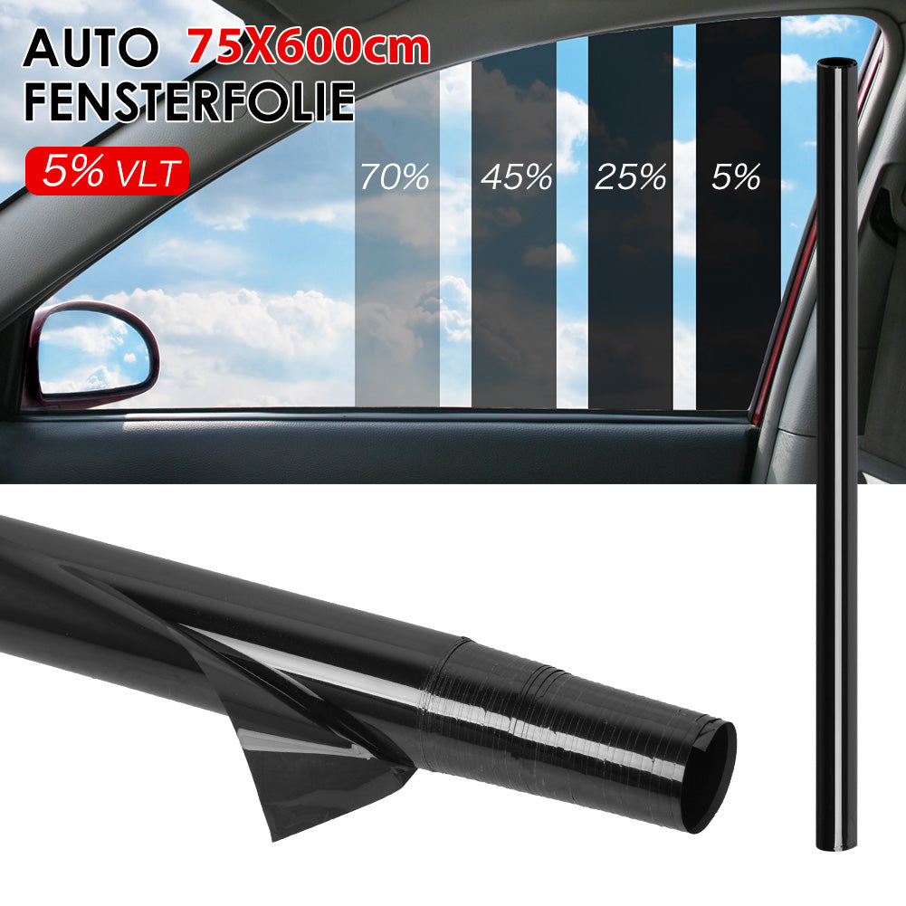 Tönungsfolie Scheibenfolie Sonnenschutzfolie 600x75cm 5%VLT Auto