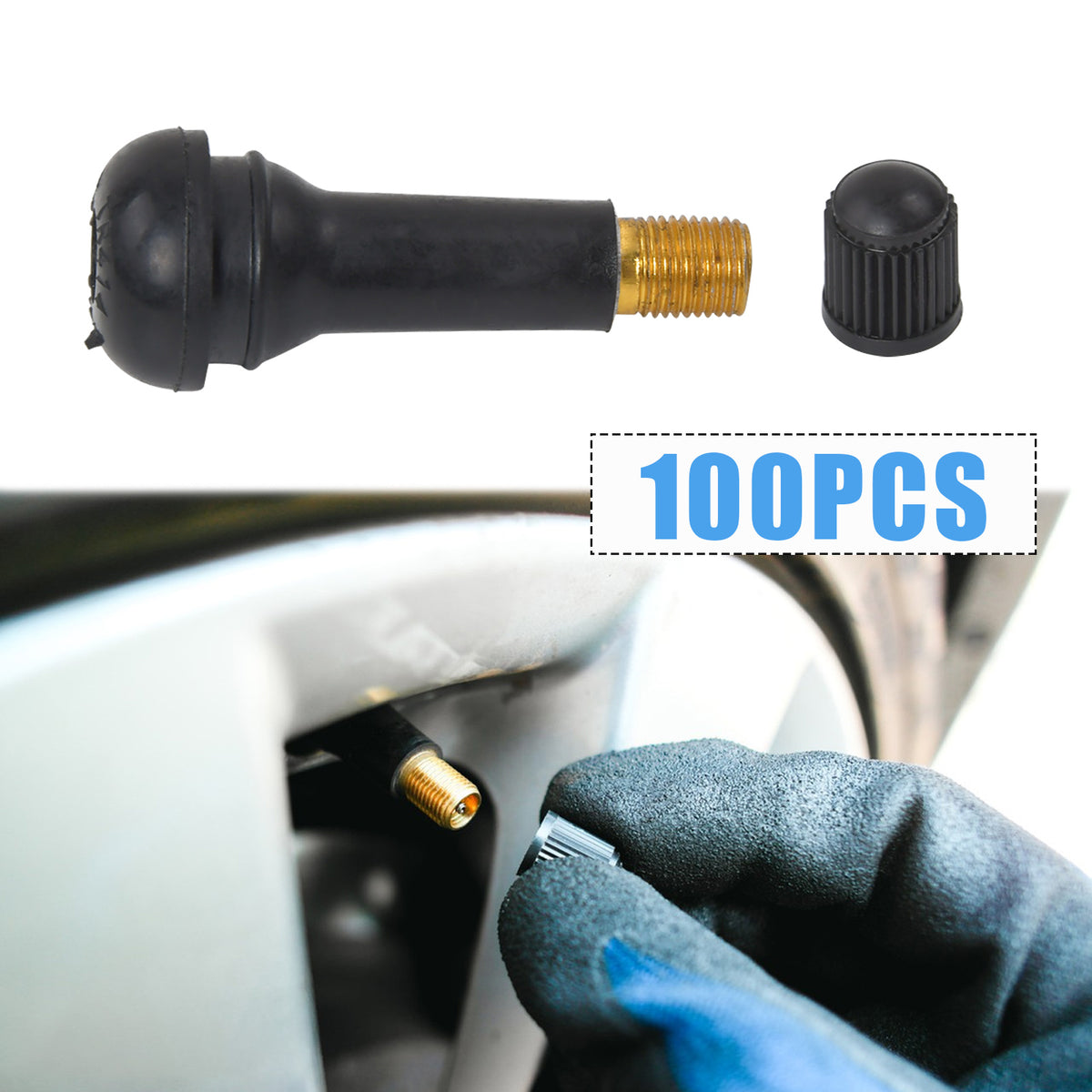 100x Gummiventile TR414 Reifenventile Felgenventile Snap-In