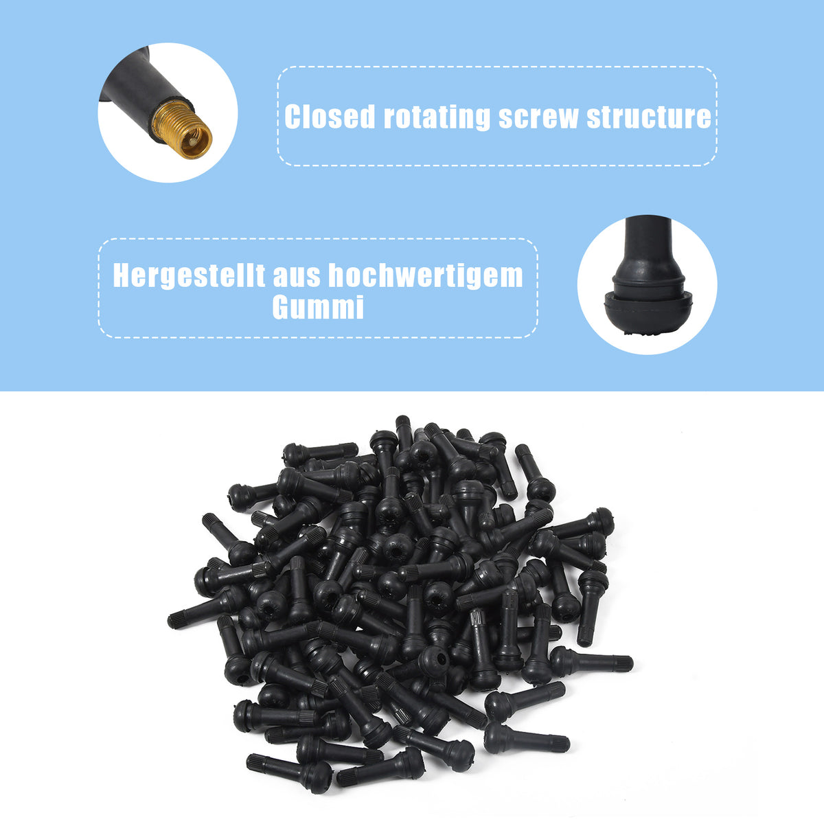 100x Gummiventile TR414 Reifenventile Felgenventile Snap-In