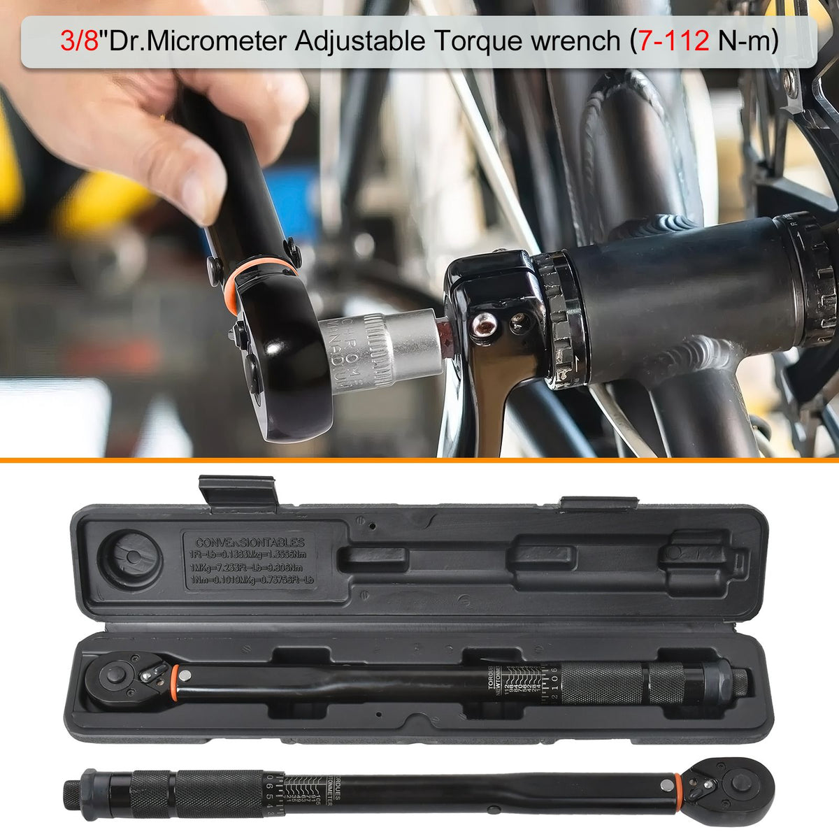 Drehmomentschlüssel 3/8" 7-112 Nm Teleskopratsche Umschaltknarre