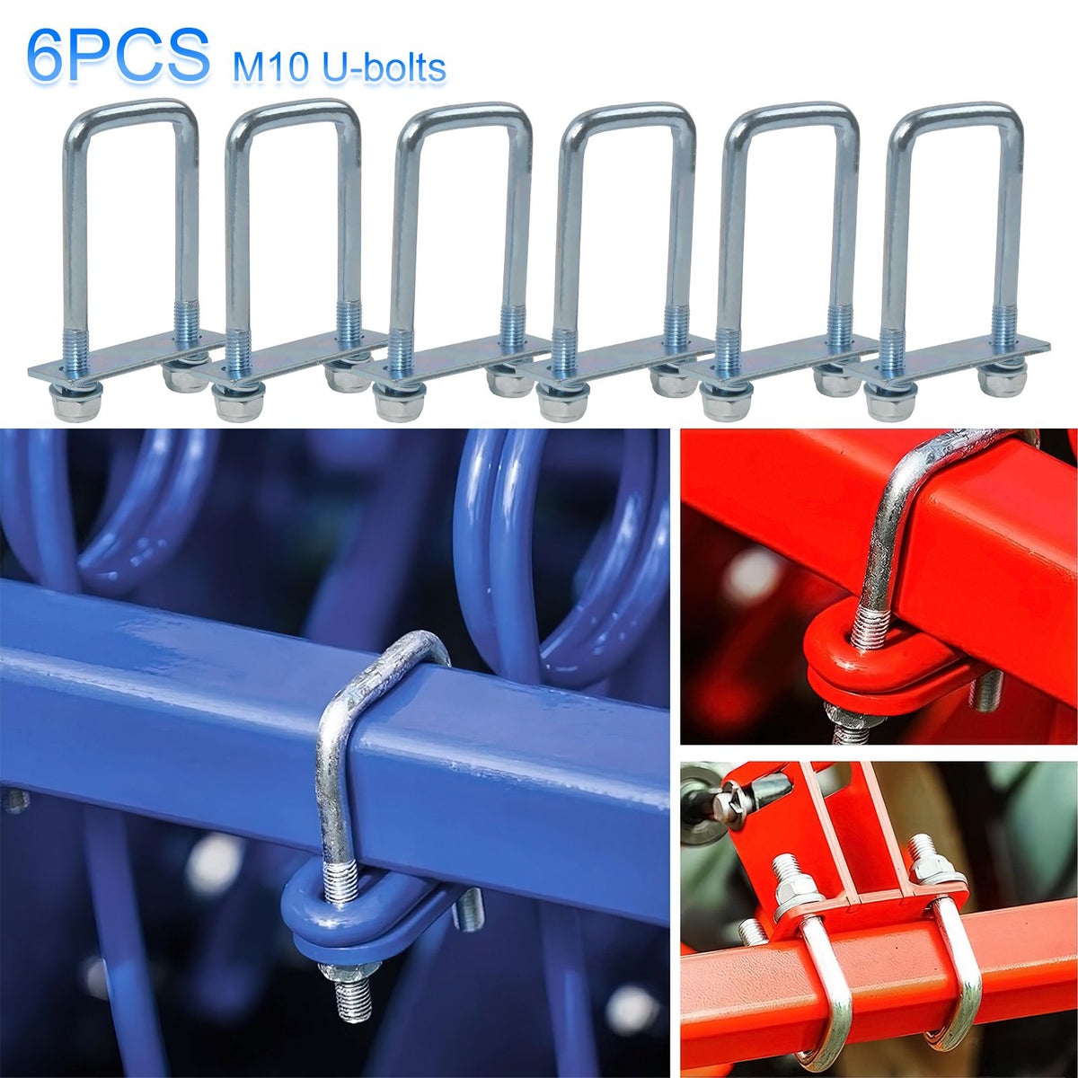 6 Stück Set Zurrbügel 60 x 110mm M10 mit Gegenplatte