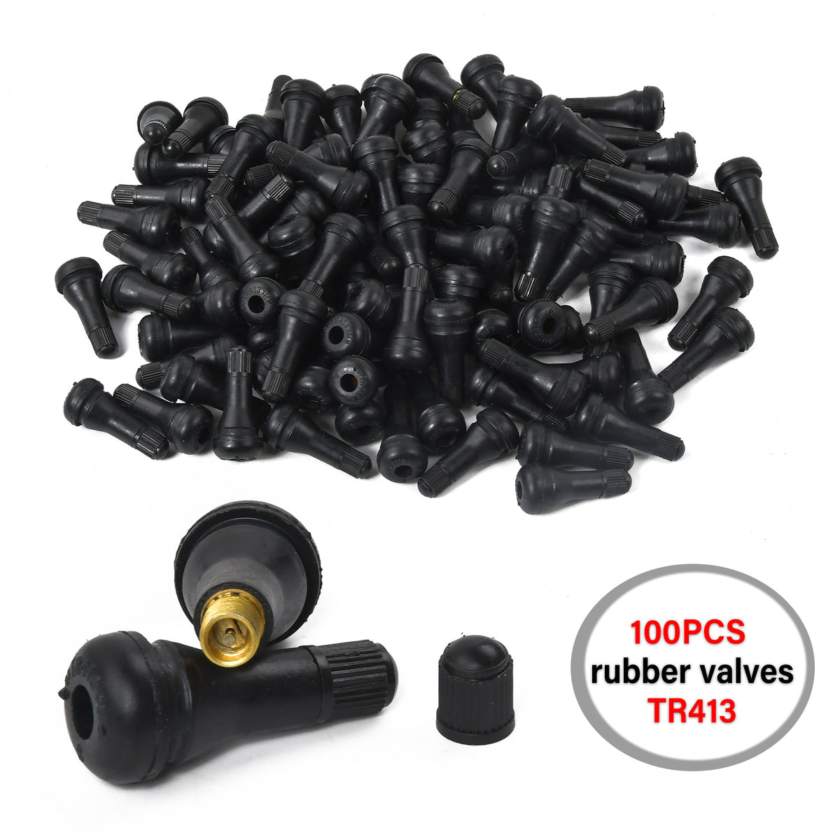100x Gummiventile TR413 Snap-In Reifenventile Ventile