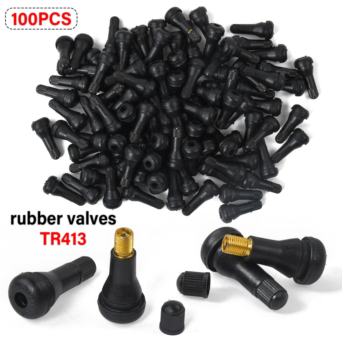100x Gummiventile TR413 Snap-In Reifenventile Ventile