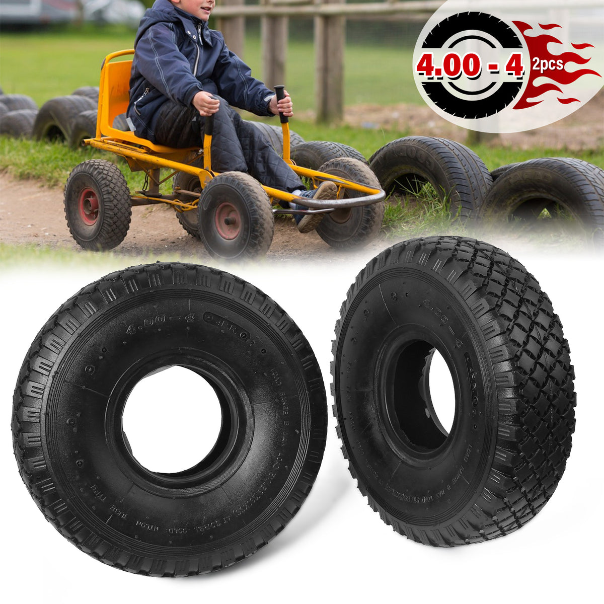 2xReifenmantel 11x4.00-4 4pr Rasentraktor