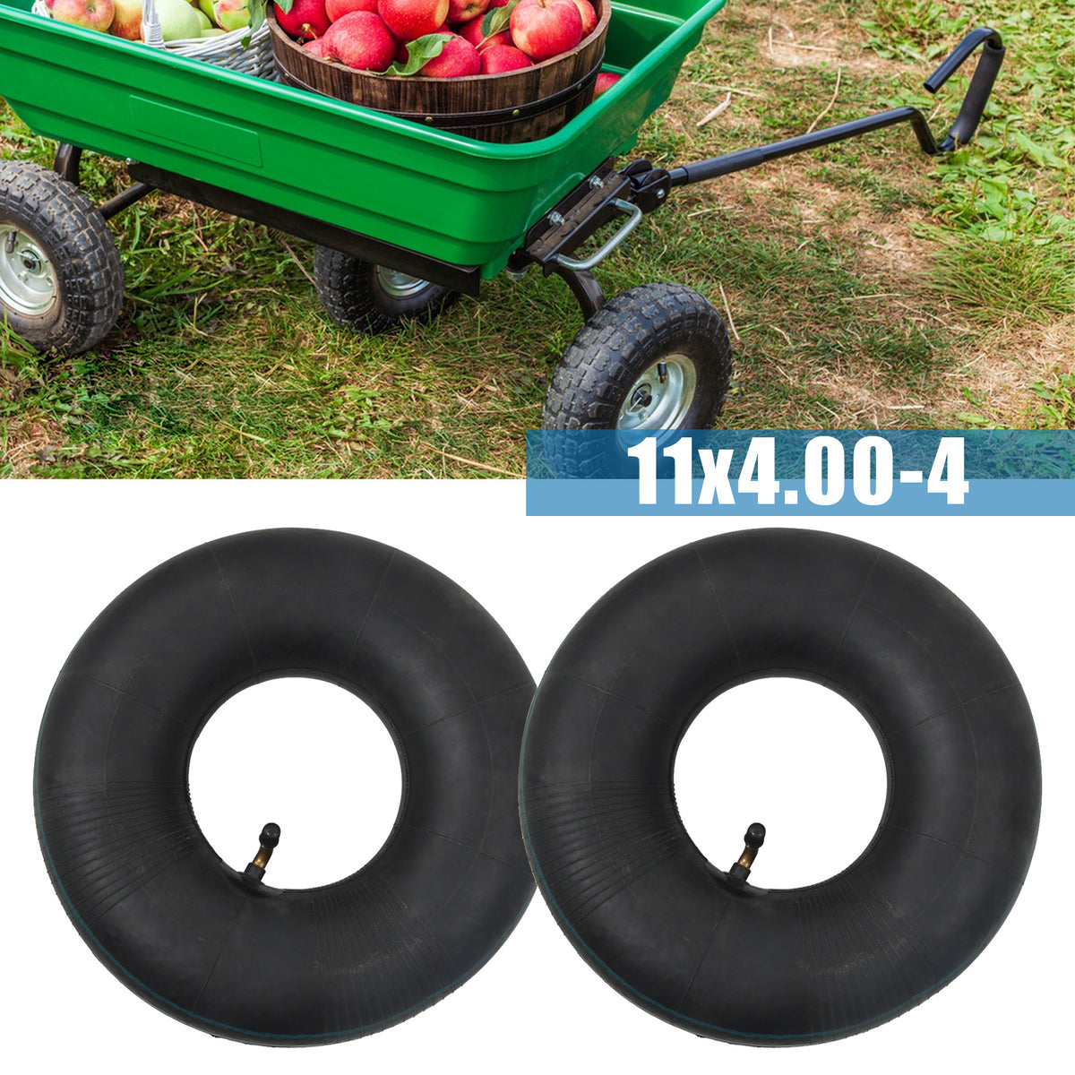 2x Schlauch 11x4.00-4 passend für diverse Aufsitzmäher
