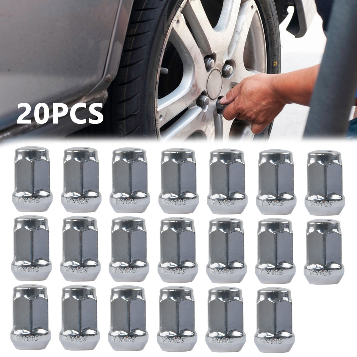 20 Stück Radmuttern Kegelbund Kegel Stahl M12x1,25 Lochkreis