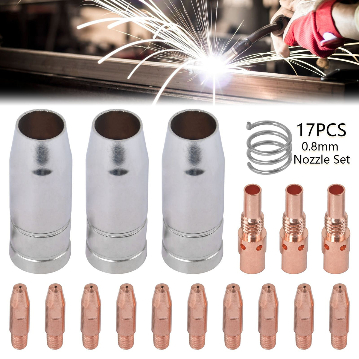 MIG/MAG Teile Set für MB25 - 0.8mm Stromdüsen verschleißteile