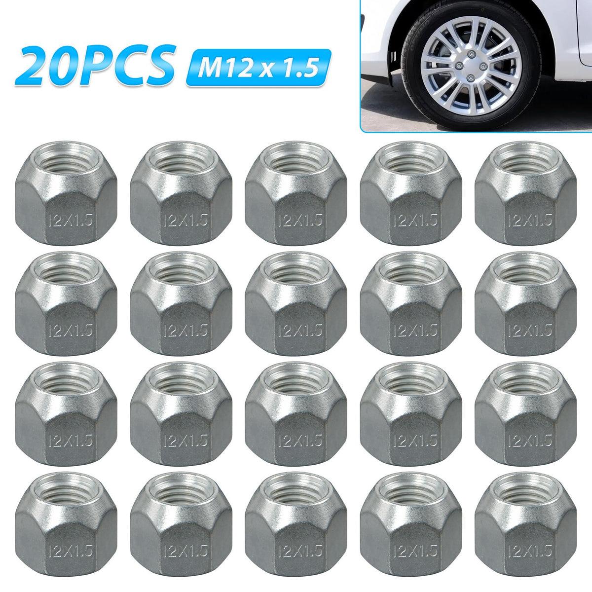 20 Radmuttern Kegelbund Stahlfelgen M12x1,5 für Ford Fiesta Focus