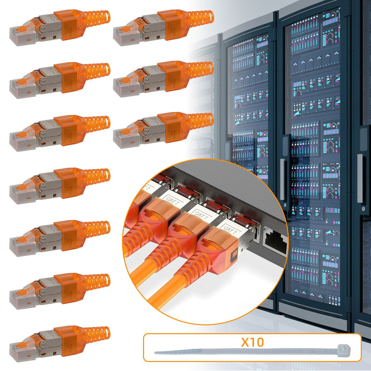 10x Netzwerkstecker CAT 7 Werkzeuglos RJ45 Netzwerk