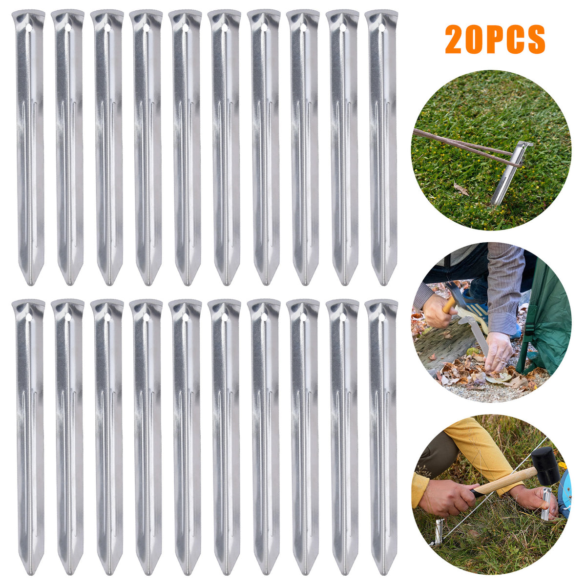 20 Stück Set Zeltheringe 22cm Heringe Erdnägel Bodennägel Zeltpflöcke