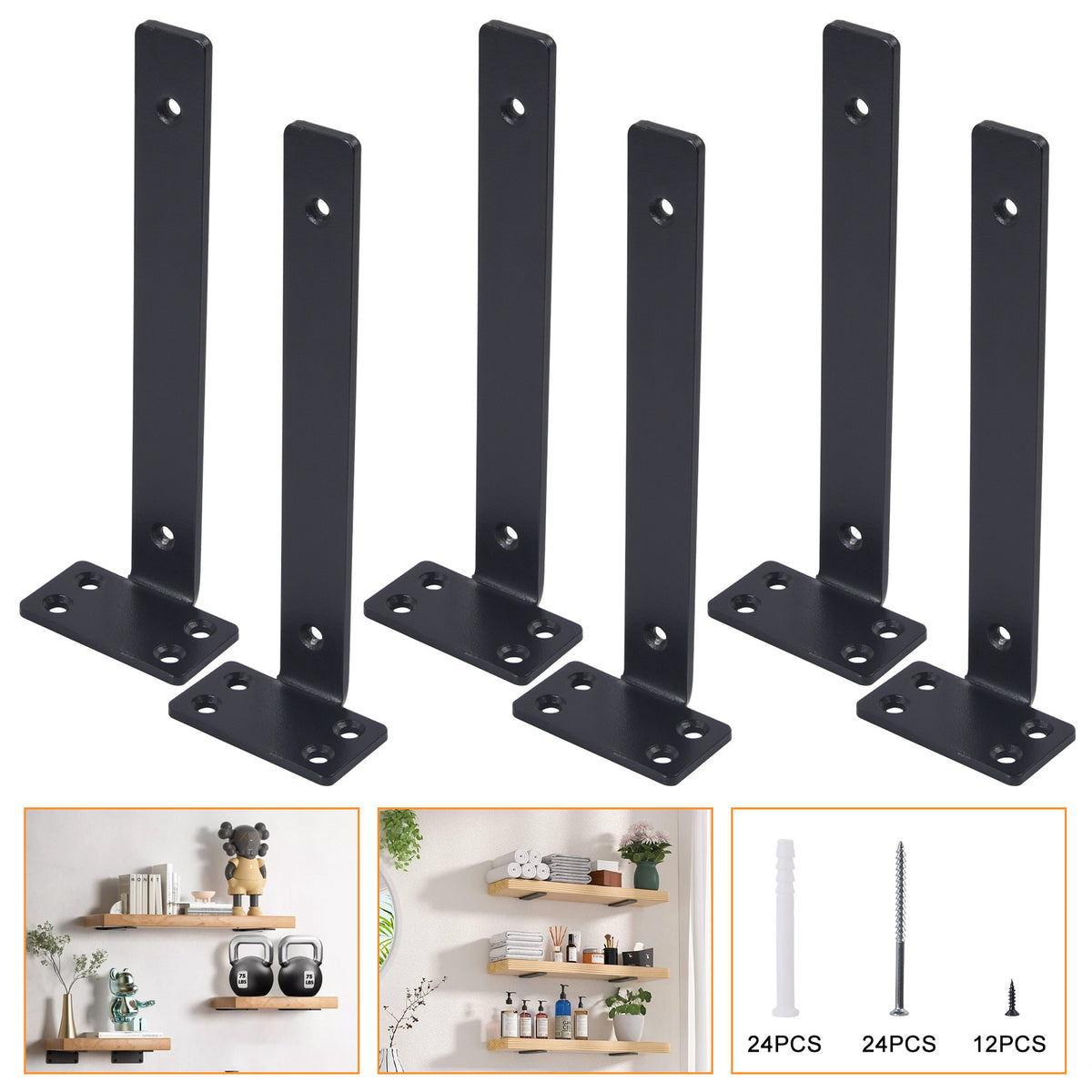 6x Regalwinkel Regalhalter L-förmige Wandregalhalterung