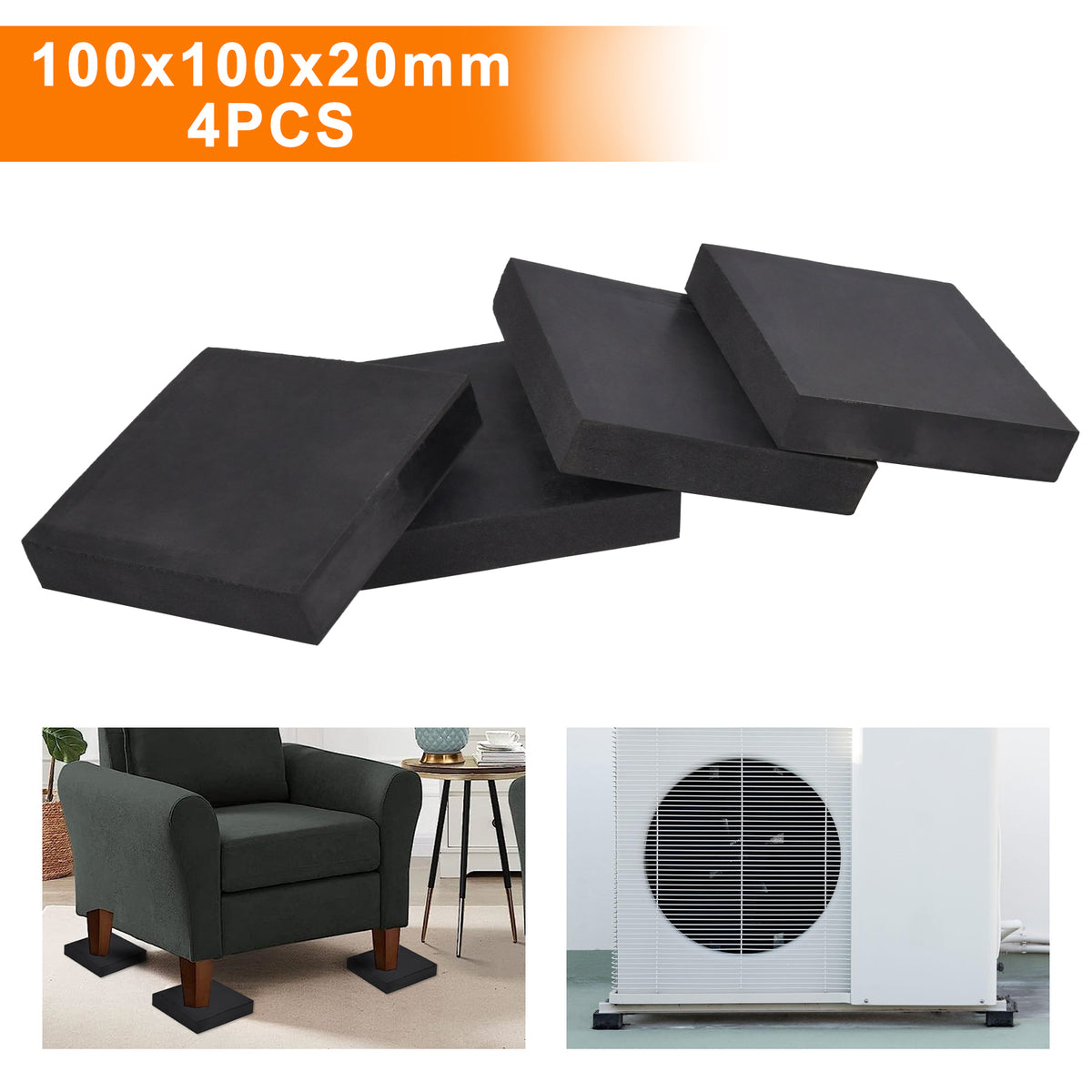 4 Stk Gummiauflage Gummiklotz Gummiblock Gummiunterlage