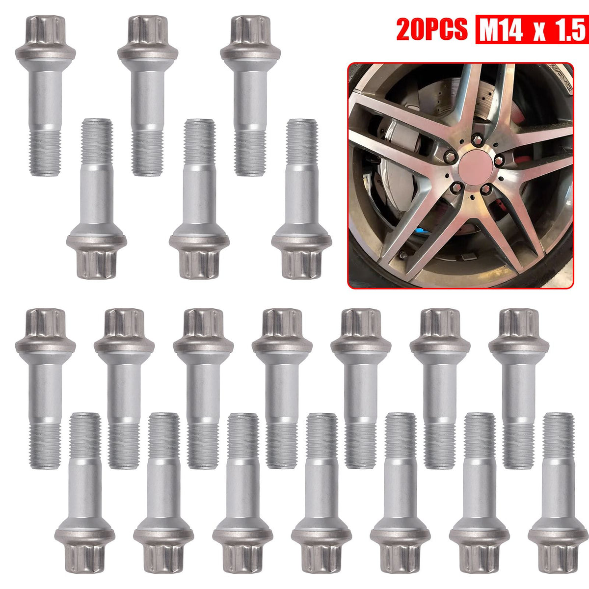 20x Radschraube Radbolzen für Mercedes M14 x 1.5