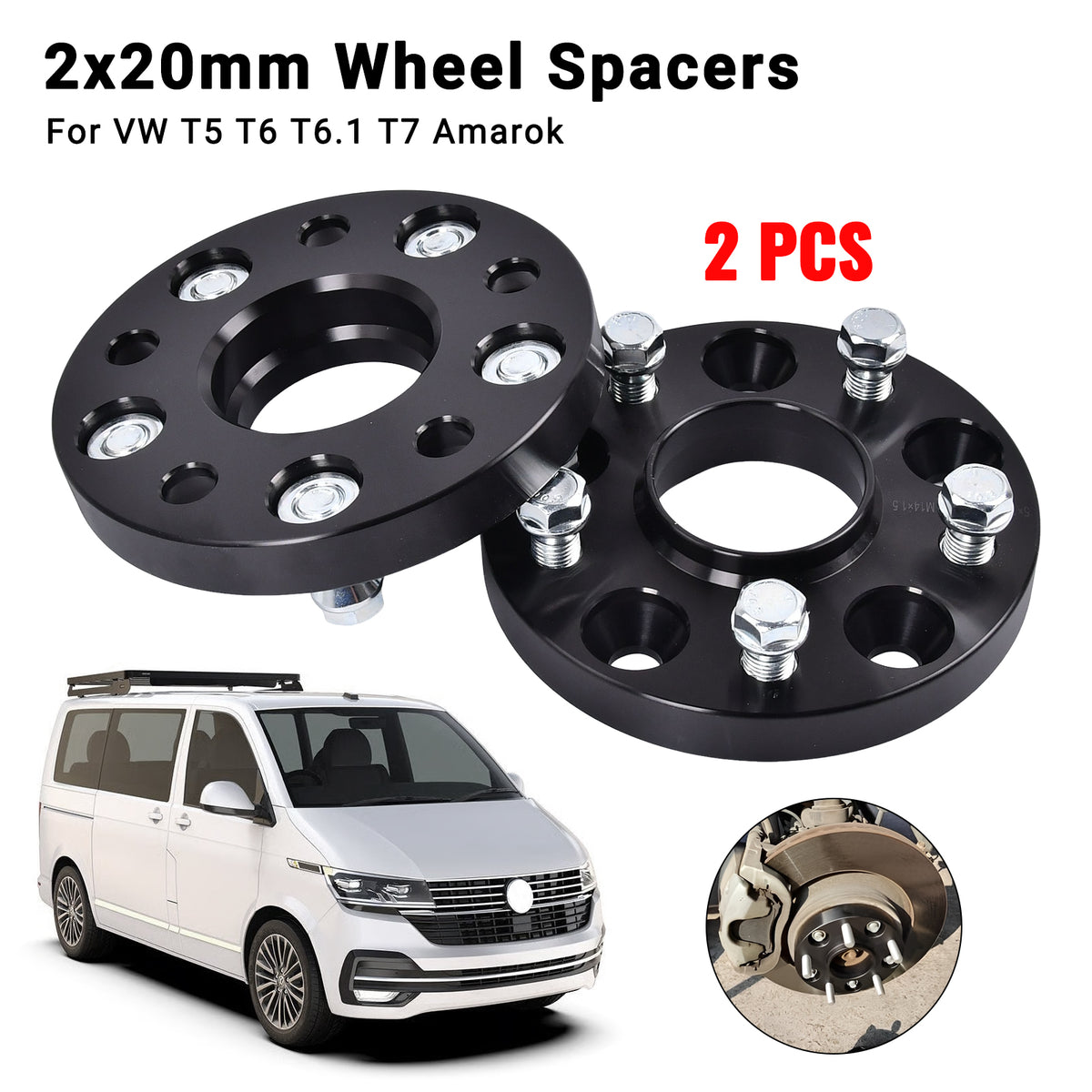 40mm 2x20mm Spurverbreiterung für VW T5 T6 T6.1 T7 Amarok