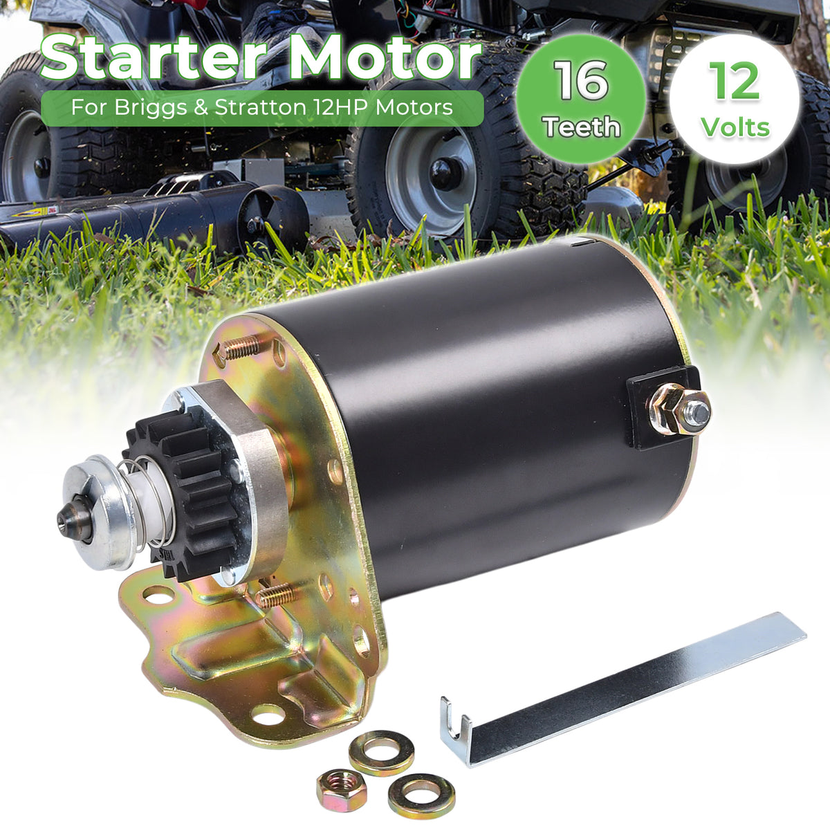 Anlasser für Briggs Stratton Motor 16 Zahn Ritzel 393499