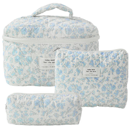 3er Set Gesteppte Baumwolle Kosmetiktasche