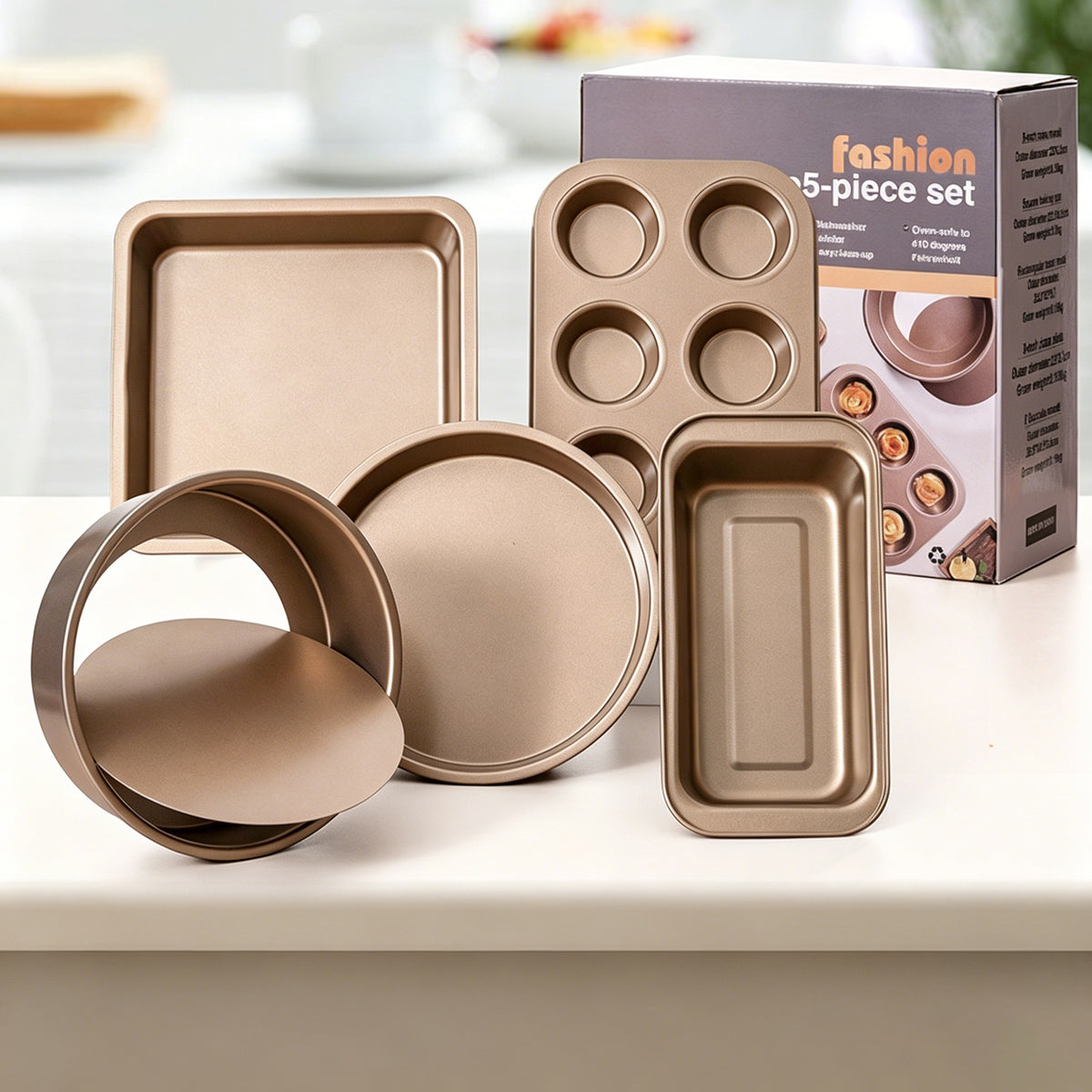 5-teilige Antihaft-Backformen, stapelbar, für Kuchen