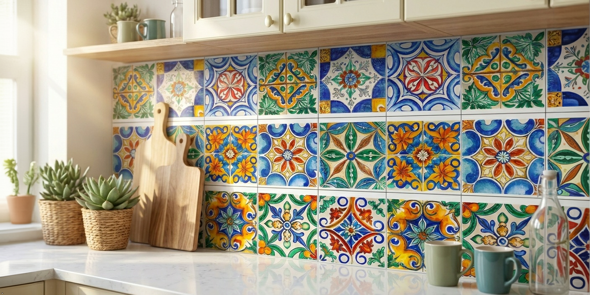24 Stk Azulejo Fliesenaufkleber PVC selbstklebend wasserdicht Küche Bad