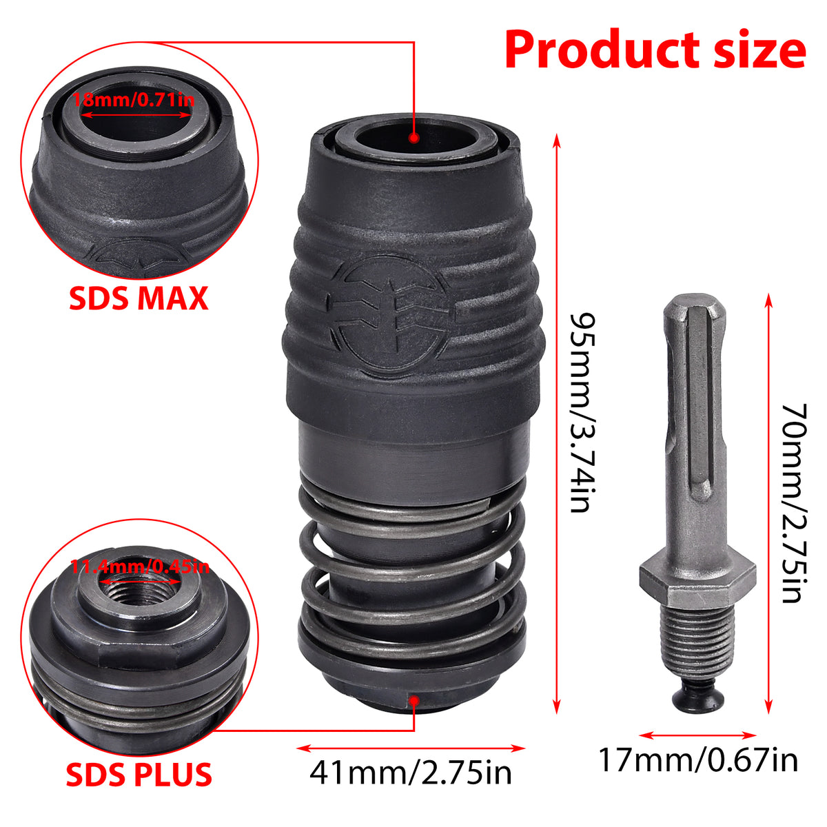 SDS Max Bohrfutter Adapter mit SDS Plus Aufnahmeschaft