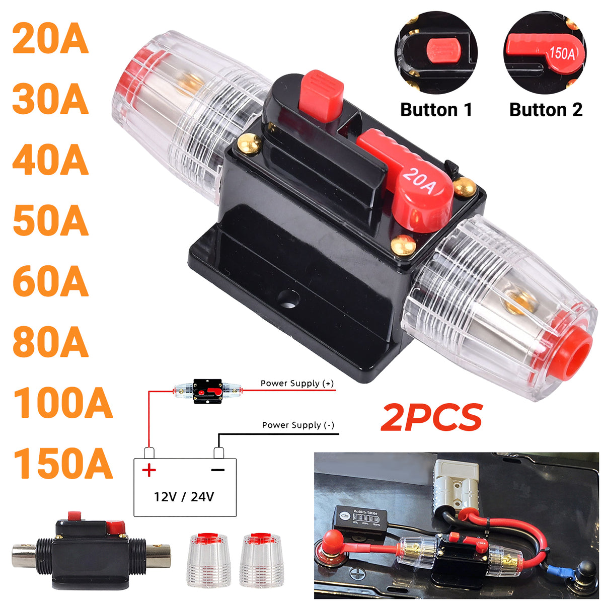 20A -150A Automatische Sicherung Automatik Schalter Auto