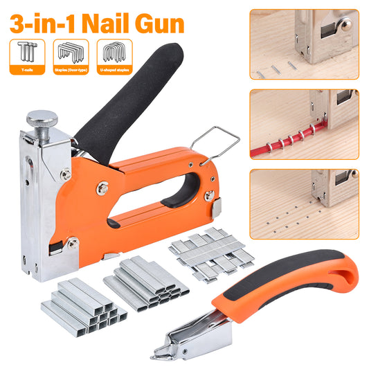 3in1 Handtacker Set 3000 Klammern Türnägel/T-Nägel/U-Nägel Tacker