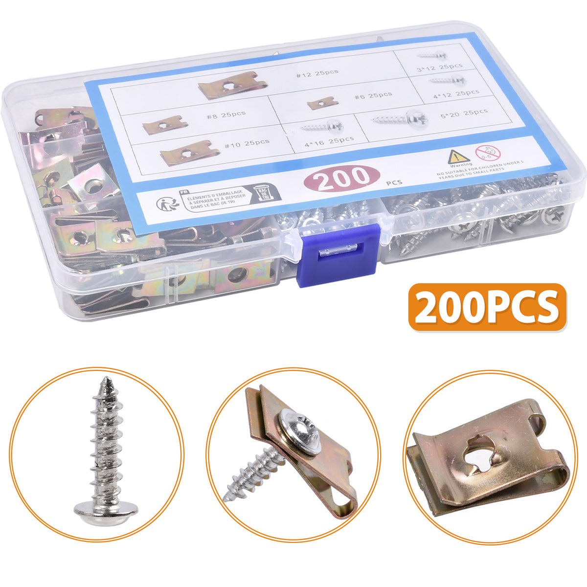 200 x Blechmuttern & Schrauben Sortiment
