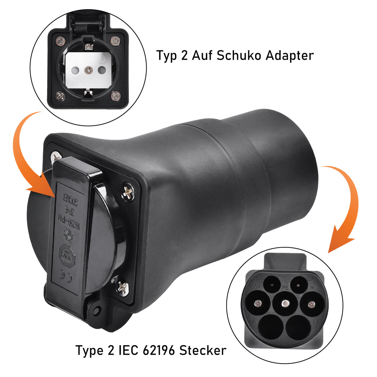 Typ 2 auf Schuko Adapter EV-Ladekabel Ladestation für Elektromotorräder E-Bikes