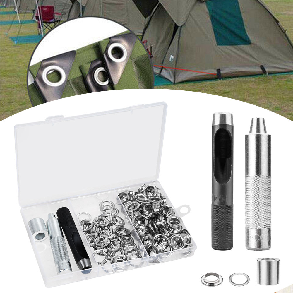 100Stk Ösen Rundösen 12-20mm Set mit Ösenzange Für Planenösen