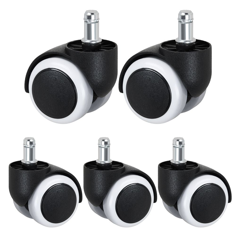 5x Hartbodenrollen Bürostuhlrollen Ø 50mm Stift 11mm Stuhlrollen