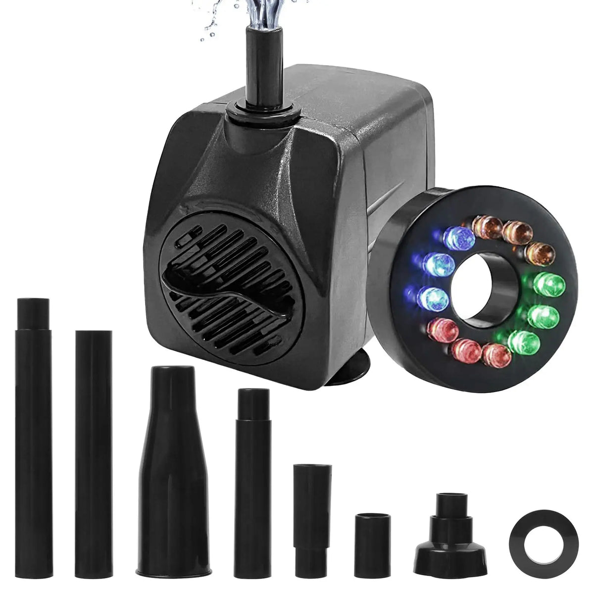 Wasserpumpe Teichpumpe 1000 L/H Garten Springbrunnen Aquarium Tauchpumpe LED