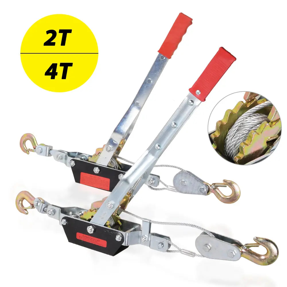 Handseilzug 2T/4T 1,9m Drahtseil 2 Haken Flaschenzug Handwinde Hebezug Seilzug