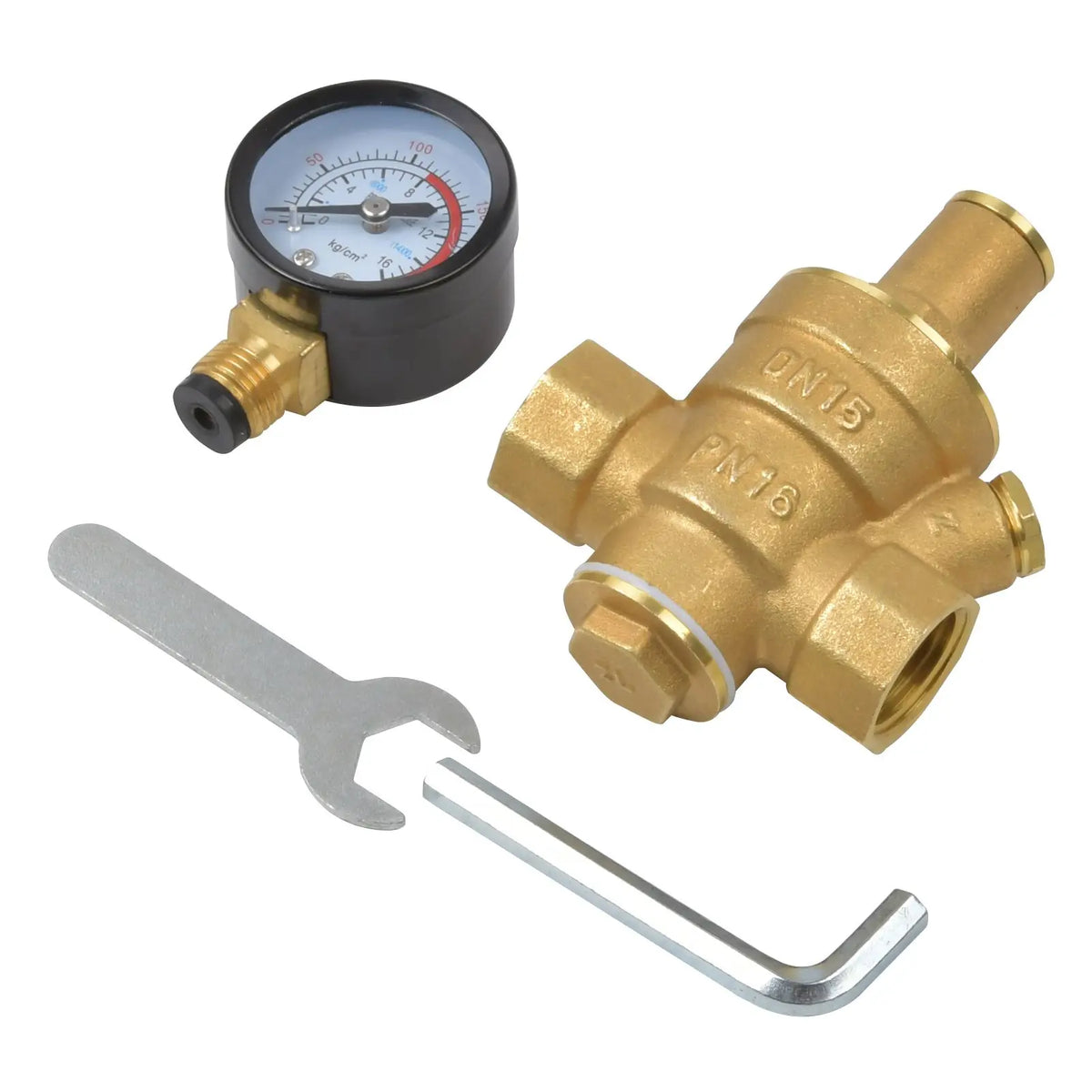 Einstellbar Druckminderer DN15 1/2" Ventil Wasser Druckregler mit Manometer