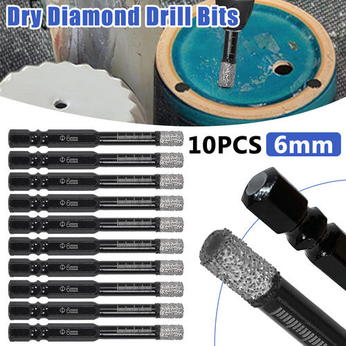 10x Diamant Bohrer Fliesenbohrer Ø6mm Feinsteinzeug Set Trocken Schwarz