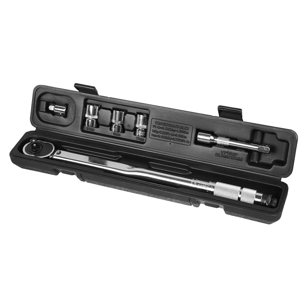 Drehmomentschlüssel 1/2" 3/8" 28-210Nm 3 Stecknüsse Verlängerung