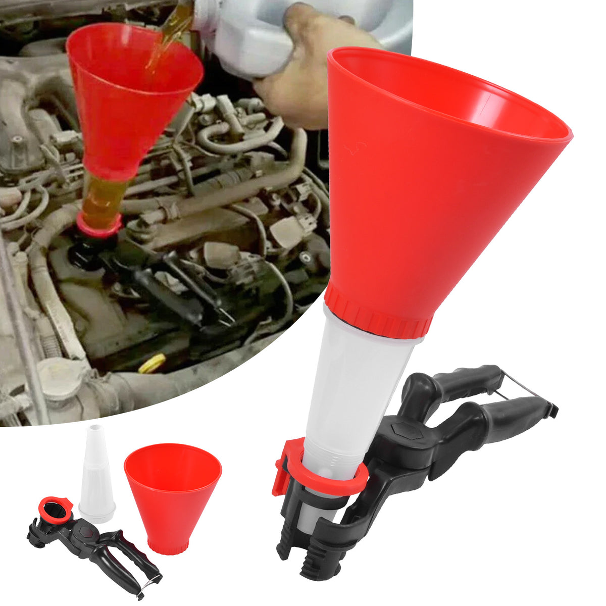 Universal Einstellbarer Auto Trichter KFZ Motor Öl Einfüllhilfe Einfülltrichter