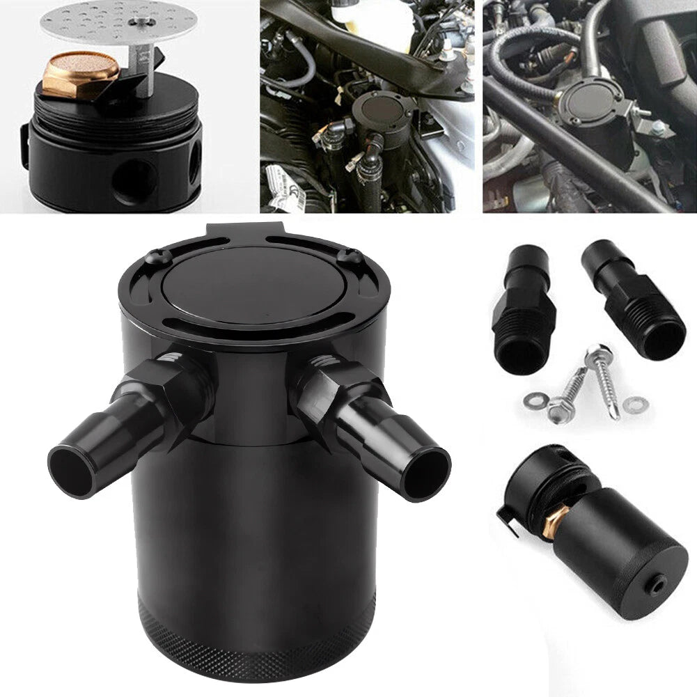 Öl Catch Tank mit Filter 2 Port Oil Can Auffangbehälter