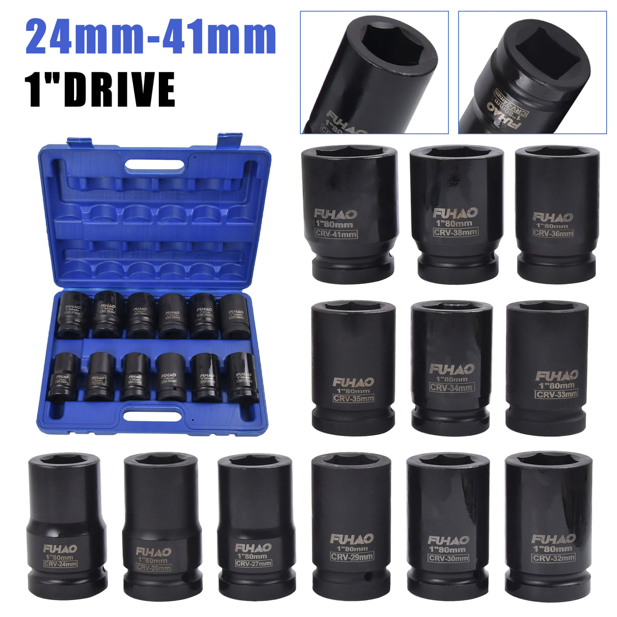 Schlagschraubernüsse 1" Kraftnuss 24-41 mm Steckschlüssel 12tlg