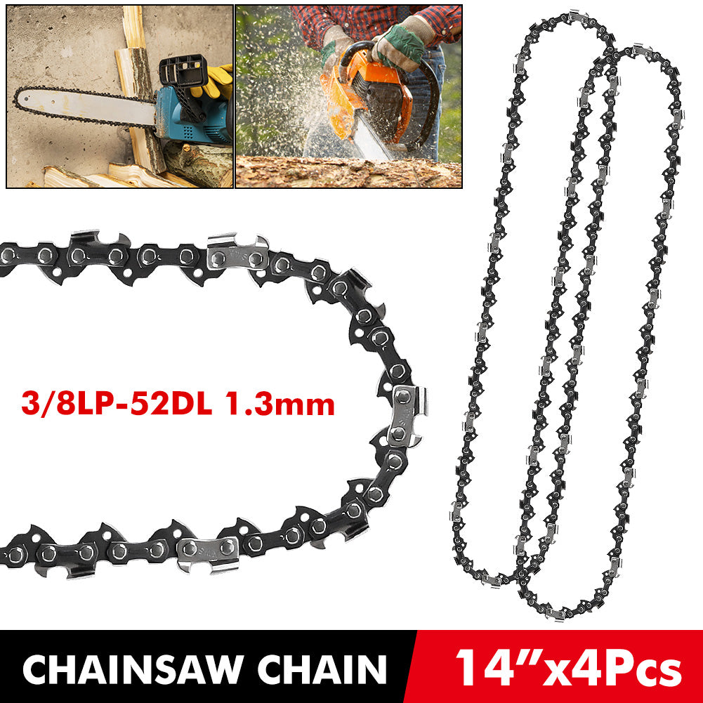 4x Sägekette 3/8"LP 52 Antriebsglieder 1,3mm 14" Ersatzkette Halbmeißel Kette