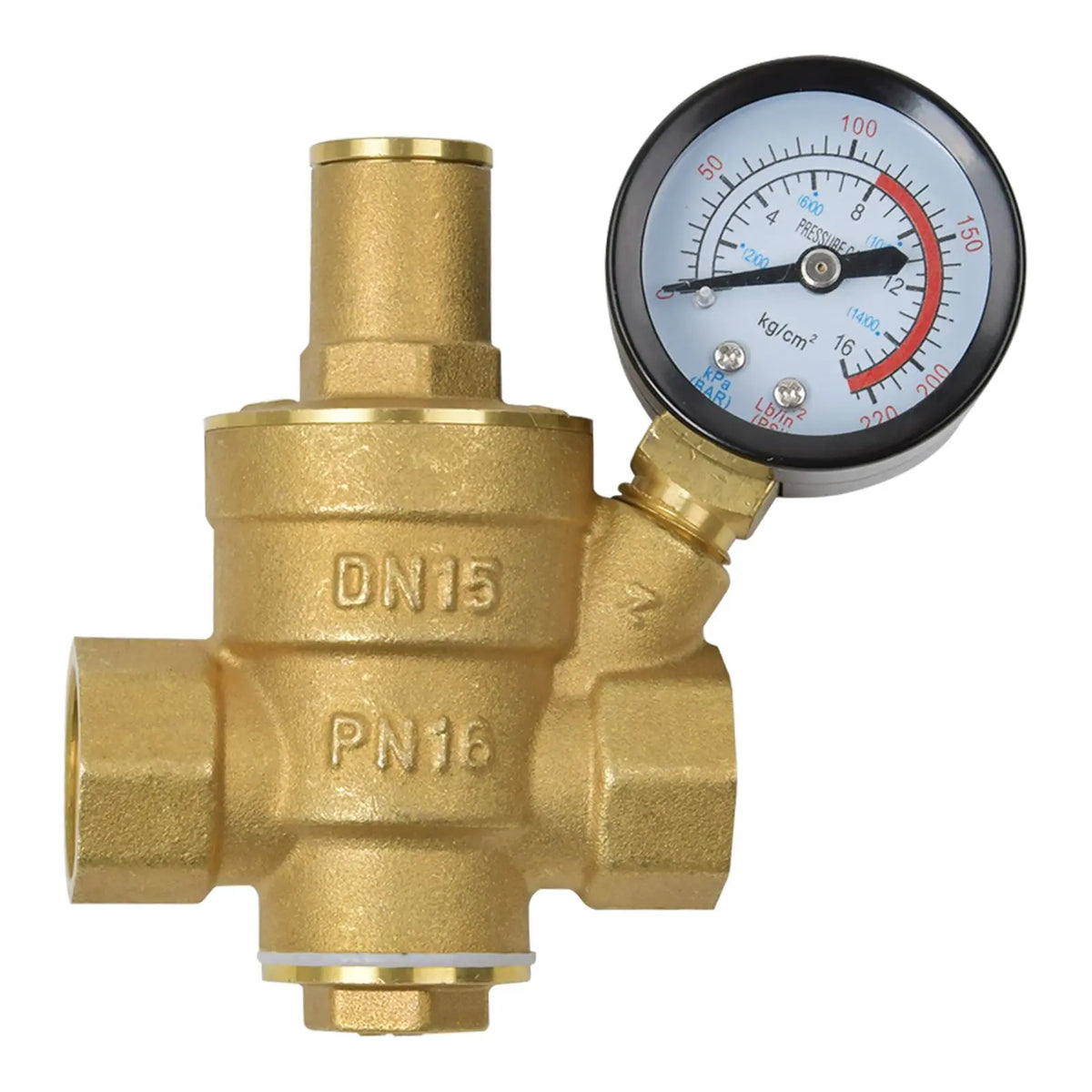 Einstellbar Druckminderer DN15 1/2" Ventil Wasser Druckregler mit Manometer