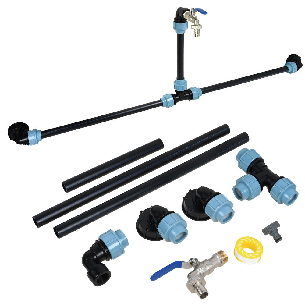 IBC Adapter Verbindungsset für 2 IBC Tanks Nebeneinander mit Schwanenhals