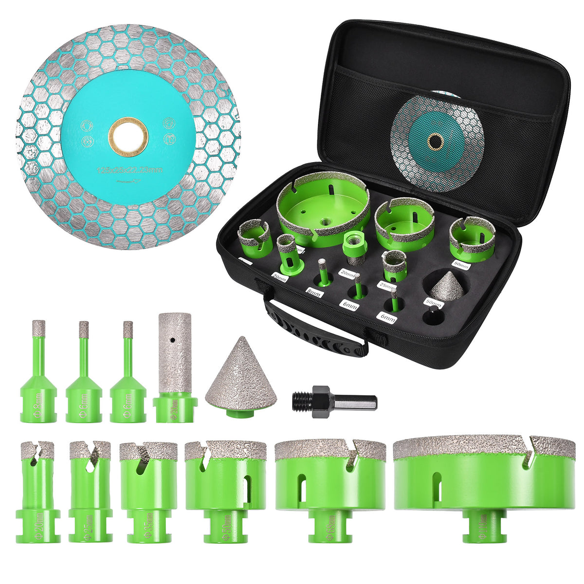 13pc M14 Diamant Fliesenbohrer Set Bohrkronen Diascheibe Granit 6-110mm