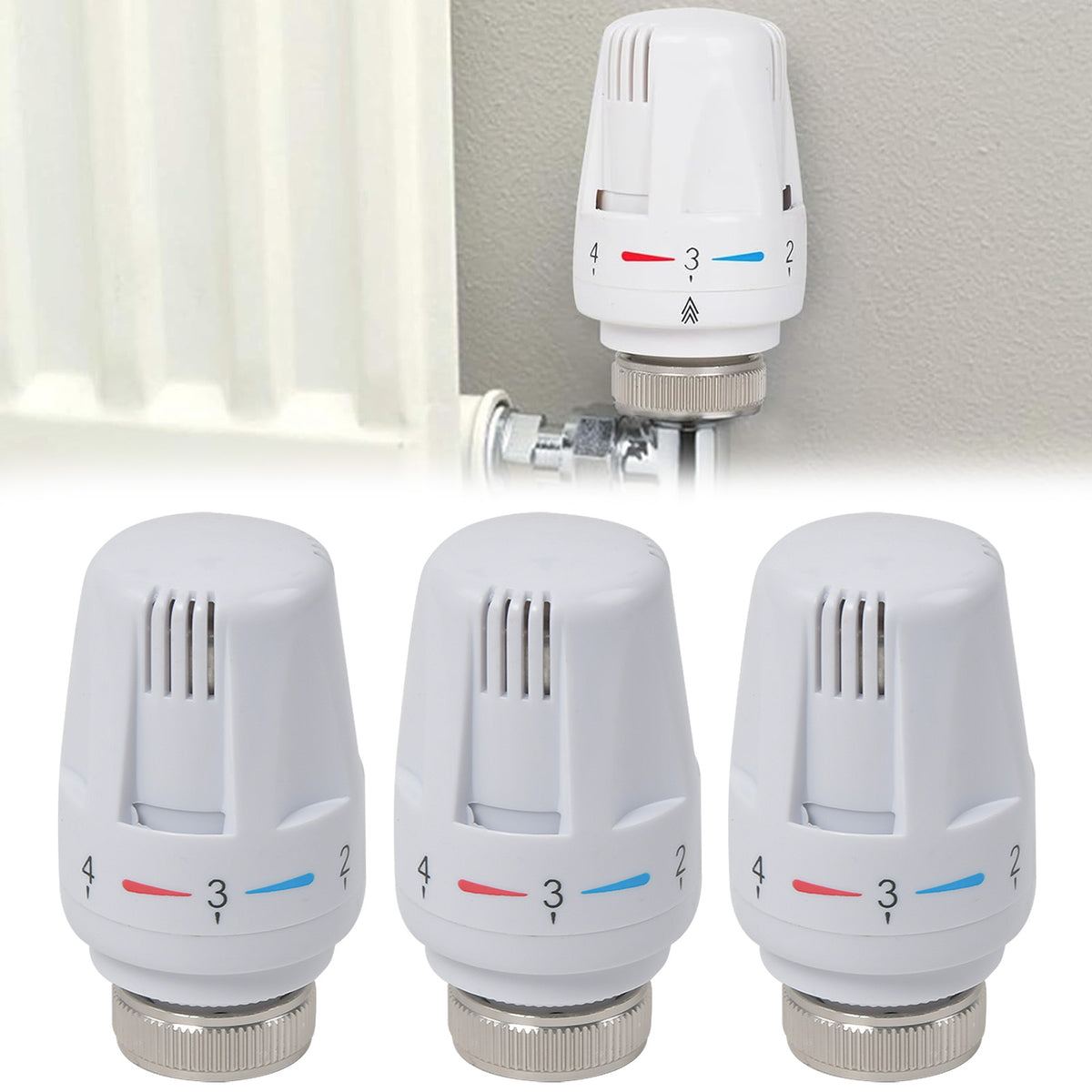 3Stk Thermostatkopf Heizkörper Regler Thermostat Kopf Heizung Ventil
